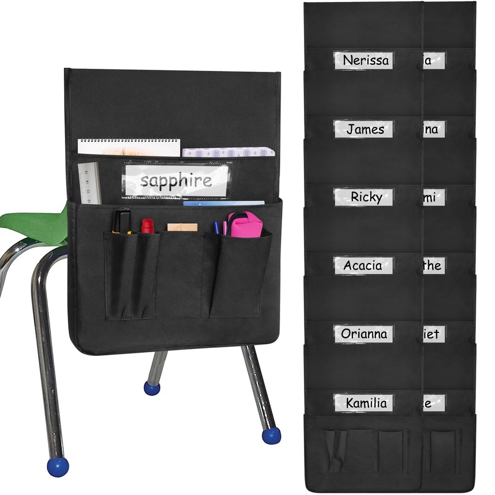 Chair Pockets for Classroom 12 Pack 15 x 19 Inch Chairback Buddy Pocket Chart…