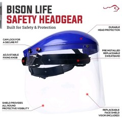 Safety Headgear with Clear Polycarbonate Face Shield, Blue (Pack of 16)