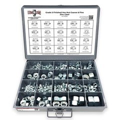 Grade 5 Finished Hex Nut Coarse & Fine Zinc Clear Assortment – 381 PCS