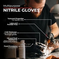 6 Mil Black Nitrile Disposable Gloves Powder Free Case 1000 PC S M L XL XXL