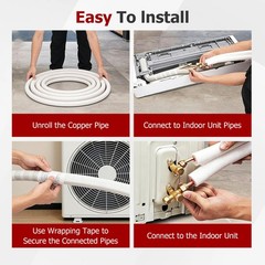 Findmall 50 FT Mini Split Line Set 1/4″ – 3/8″ Copper Insulated Coil