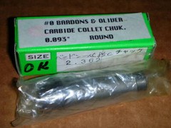 BARDONS & OLIVER #0 SIZE CARBIDE COLLET CHUCK ROUND OR SQUARE CHOICE OF MANY NOS