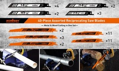 34 PC Reciprocating Saw Blade Set Metal Woodcutting Pruning With Organizer Pouch