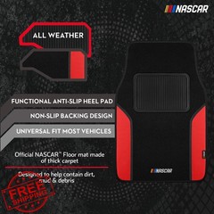 NASCAR Car Floor Mats Red Leather Design Universal Fit All-Weather