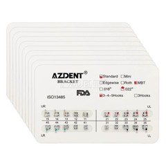 AZDENT Dental Orthodontics Brackets Braces Metal Standard MBT Roth 022 Hooks 345