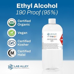 Eco-Friendly 190 Proof Sugar Cane Ethanol – 1 Liter Food Grade Solution