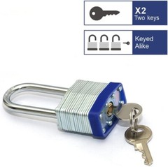 Lot of 24 Piece 40mm Laminated Pad Locks Keyed the Same Alike Long Shackle