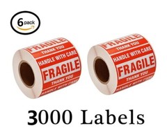 6 Rolls 2×3 500/Roll Handle with Care Thank You Fragile Sticker Shipping Label