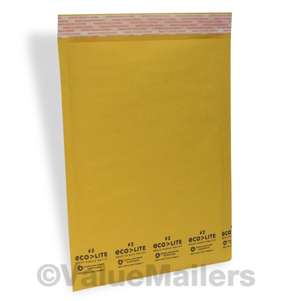 100 #2 KRAFT 8.5X12 ECOLITE BUBBLE MAILERS PADDED ENVELOPES, 100 10X13 CLR BAGS