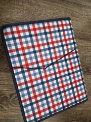 Crafting Scrapbook Linen-Like Red White Blue Fabric Covered File Accordion NEW