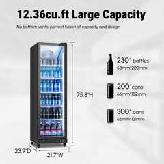 Yeego 22″ Width 12.36 Cu.ft Commercial Display Beverage Refrigerator Cooler