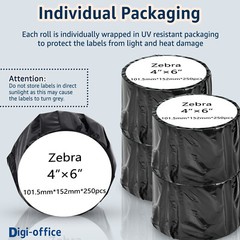 4X6 250/500 Labels Direct Thermal for Zebra LP2844 LP2844-Z GX420T Eltron ZP450