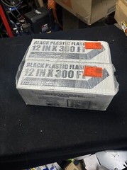 2 NEW POLY-AMERICA BRAND BLACK PLASTIC FLASHING 12″ X 300′ # FLASH-12B