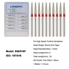 Dental Diamond Burs FG Round End Taper Football Barrel Pear Coarse Fine 856 379