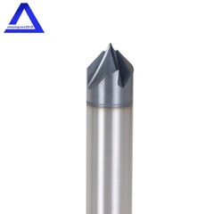 2Pcs 3/8″ 4 Flute 90 Degree Double End Carbide Chamfer Mill 2.5″ Overall Length