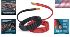 Flexible Pure Copper Welding Cable – 20 Ft Black + 20 Ft Red