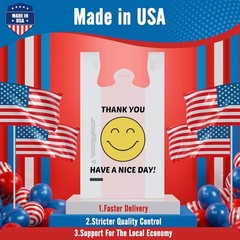 2000 Thank you T-Shirt Bags 1/6 12″ x 6.5″ x 21″, Plastic Grocery Shopping Bags