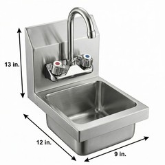 12 in. x 9 in. x 13 in. Wall Mount Stainless Steel Hand Sink