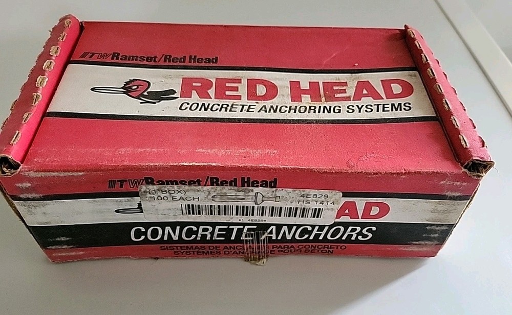 Red Head 4E829 Concrete Anchor 1/4 X 1-1/2 Hammer Set Box Of 100 Pcs.