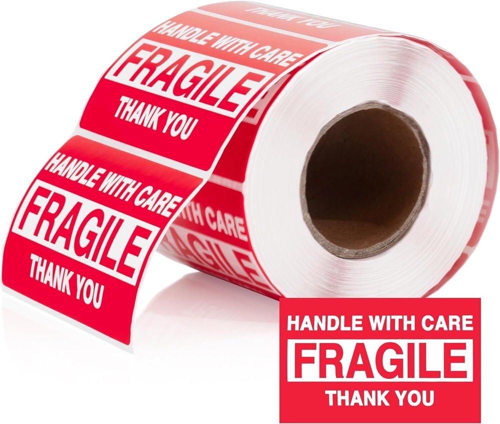 10000 Fragile Stickers 2×3 Handle with Care Thank You Mail Labels 500/Roll