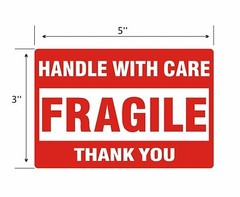 500 Fragile Stickers 3×5 Handle with Care Thank You Shipping Warn Labels 1 Roll