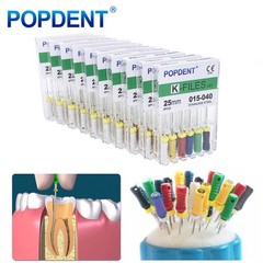 10 Packs Dental Endo Root Canal Files Hand Use K-Files Stainless Steel 21mm/25mm