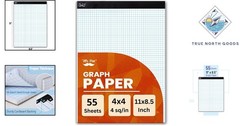 55 Sheets Graph Paper Pad, 11 Inch x 8.5 Inch, Great for Art & Math Projects