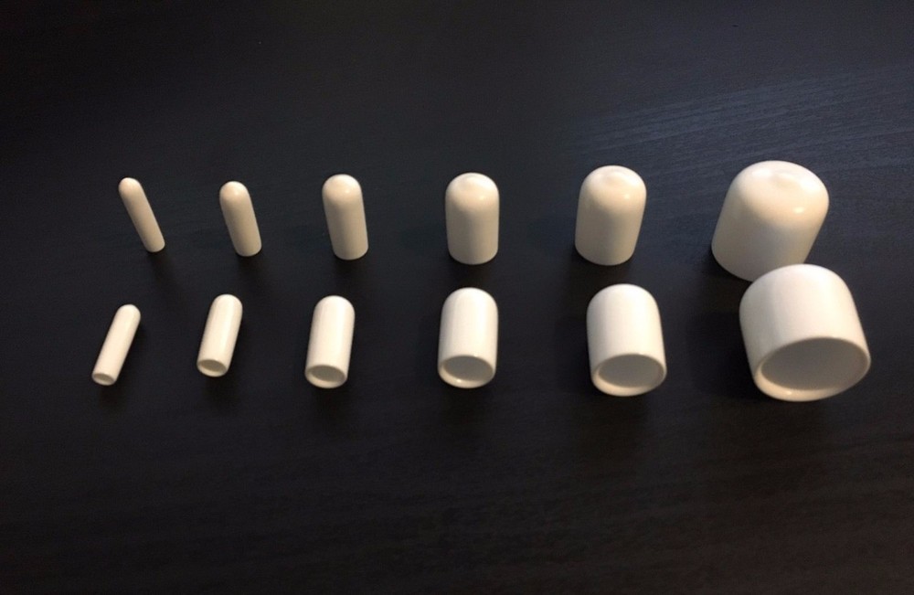 White Vinyl (Rubber) Round End Cap Cover for Pipe Plastic Tube Hub Caps Tubing