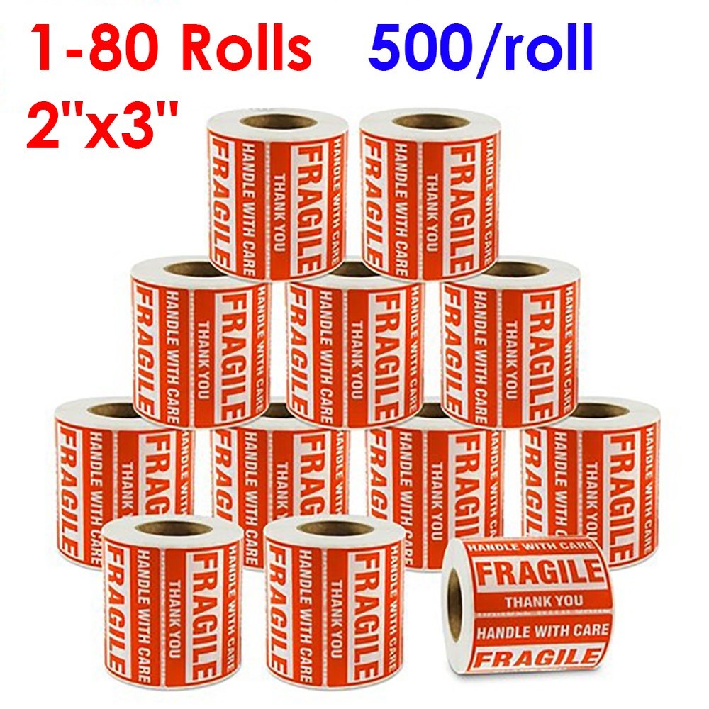 2″x3″ Fragile Stickers Fragile Mailing Label Sticker Handle With Care 500/roll