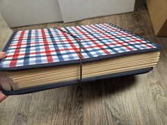 Crafting Scrapbook Linen-Like Red White Blue Fabric Covered File Accordion NEW