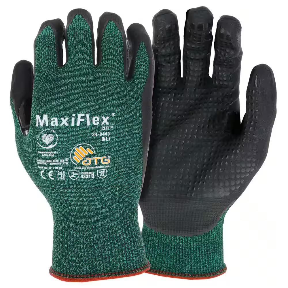 Maxiflex Cut Men’S Medium Green ANSI 2 Abrasion Resistant Nitrile-Coated Work Gl