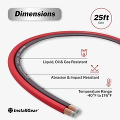 InstallGear 8 Gauge Power or Ground Wire – 99% OFC 8 Gauge, Red/Black (50ft)