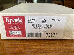 Tyvek DuPont 100ct Peel & Seal Open End First Class Envelope 9×12