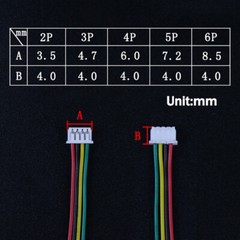 JST-PH 1.25mm Pitch Female to Female Connector Cable Wires 2 3 4 5 6 7 8 Pin