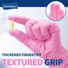 Disposable Nitrile Exam Gloves Powder-Free Food-Safe Cleaning Glove, Pink