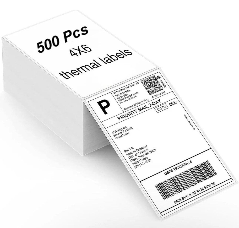 500 4″ x 6″ Direct Thermal Shipping Labels for Zebra & Rollo and any Printers