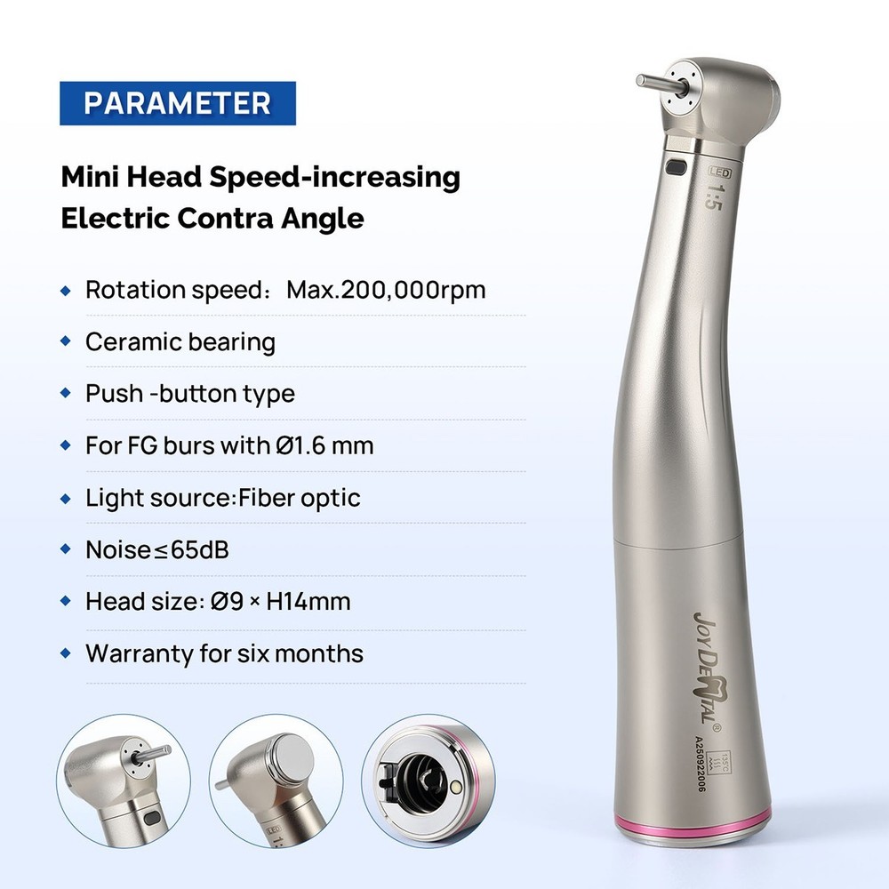 Dental Mini Head 1:5 Increasing Electric LED Contra Angle Handpiece 4 Spray