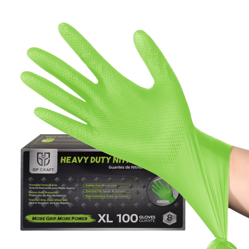 Heavy Duty Nitrile Gloves 8 Mil, Latex-Free, Large, Box of 1000, for Industrial