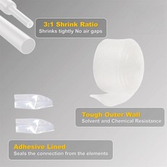 15 ft Dual Wall Adhesive Lined Φ1/4″ 6.4mm 3:1 Ratio Heat Shrink Tubing Clear US