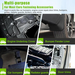 50PCS 1/4 U-Nut Clips & Hex Head Automotive Body Fender Bolts Kit,For Most Cars