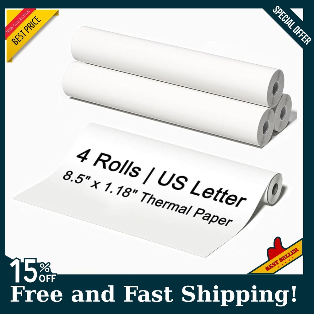 4 Rolls A4 Thermal Printer Paper 8.5×11″ for M08F M832 M834 Portable Printer