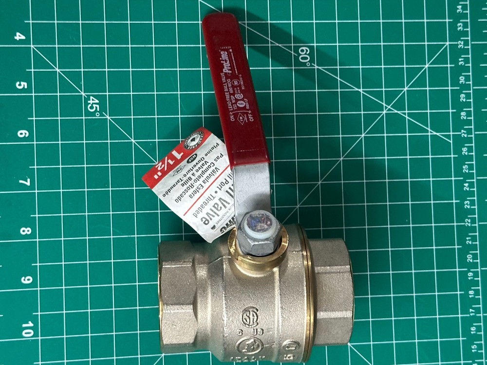 NOS Proline 107-007NL 1-1/2″ FIP x 1-1/2″ Brass FIP Ball Valve Full Port Lever