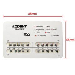 10 Packs AZDENT Dental Ortho Brackets Braces Metal Mini MBT/Roth.022 Hooks 345