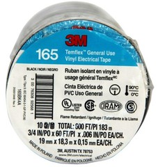3M Temflex Vinyl Electrical Tape 165 Multi-purpose 3/4″ X 60FT Black 50 Rolls