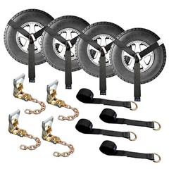 16 Pcs 2″ x 10′ Ratchet Wheel Lift Lasso Strap w/ Chain Extension For Tow Truck