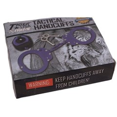 Purple Steel Handcuffs Police Grade Standard Size With Keys And Carrying Case