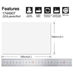 220/Roll Compatible DYMO 4XL1744907 4″X6″ Direct Thermal Shipping Postage Labels