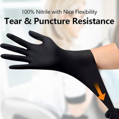 First Glove Black Industrial Disposable Nitrile Gloves 6 Mil Latex & Powder Free