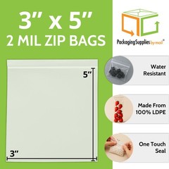 2000 Pcs 3″ x 5″ Zipper Bags Clear 2 Mil Reclosable Mini Self Seal Polybag