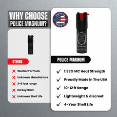 Lot of 6 Police Magnum pepper spray 1/2oz unit safety lock self defense security